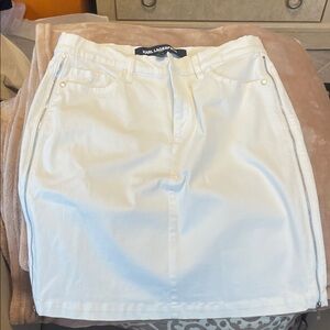 Karl lagerfeld white zippered skirt